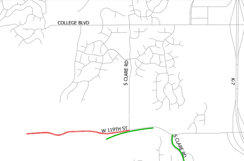 Olathe will improve 119th Street from Clare Road, west to the wastewater treatment plant and lab.