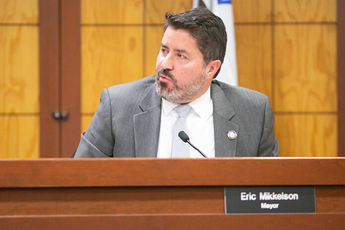 Prairie Village Mayor Eric Mikkelson at the Jan. 16, 2024 city council meeting.