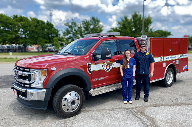Nurse Practitioner Whitney Venegoni and Community Health Specialist Gary Tayor, of Olathe's Mobile Integrated Health unit. The unit could grow thanks to some opioid settlement funds.